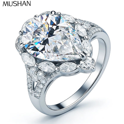 Anillo de plata de ley 925 marca MuShan, anillo formal de moissanita VVS para pareja, chapado en oro de 18K, joyería fina con patente MST