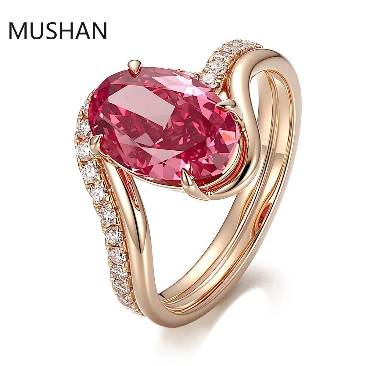 MUSHAN Luxury Custom 14K 18K Gold Rings Band Jewelry With Moissanite Diamond Lab Grown Gemstones Diamond Wedding Ring For Women