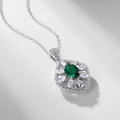 MUSHAN Luxury Jewelry 925 Sterling Silver Chain Pendant Necklace Lab Grown Emerald Ruby Gemstones Necklaces Pendants GRC Jewelry