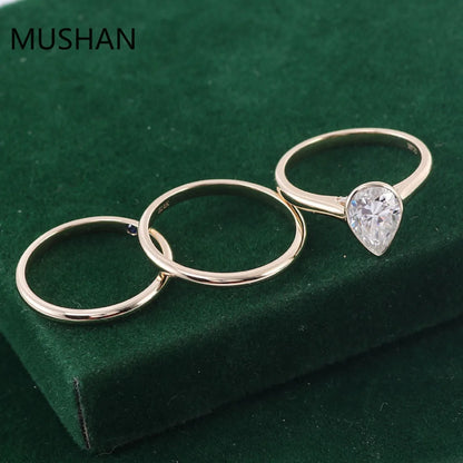 MUSHAN Luxury Custom 14K 18K Gold Rings Band Jewelry With Moissanite Diamond Lab Grown Gemstones Diamond Wedding Ring For Women