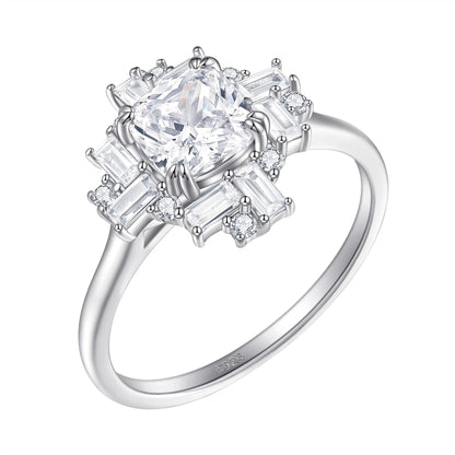 MuShan Brand Jewelry 925 Sterling Silver Ring Cubic Zirconia 7A Triangle Formal for Her 18K Gold Plated Fine Jewelry Rings