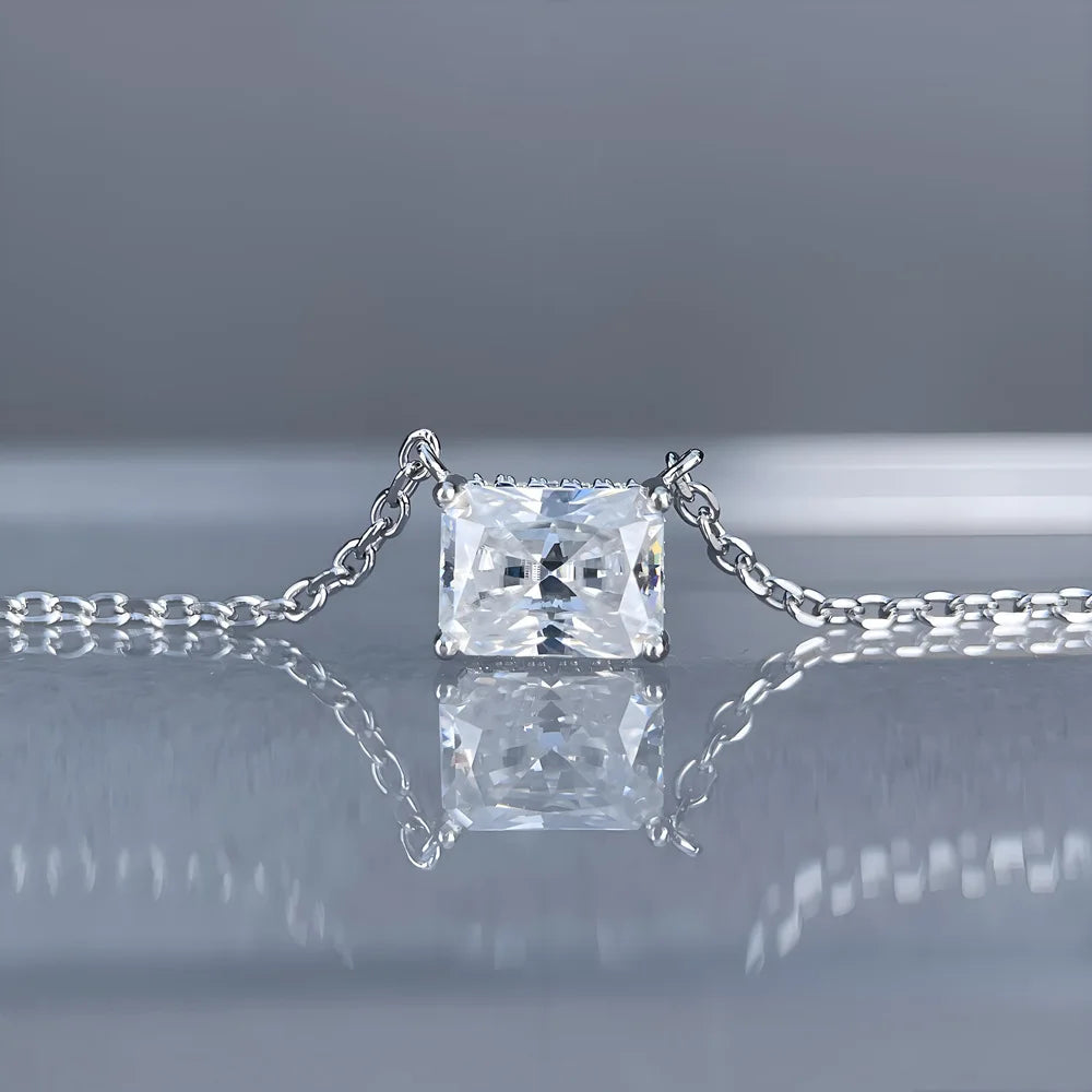 MuShan Luxury Jewelry 925 Sterling Silver Drop Y Necklace Floral Moissanite Formal Platinum Plated for Sister MST Patent Drop Ys