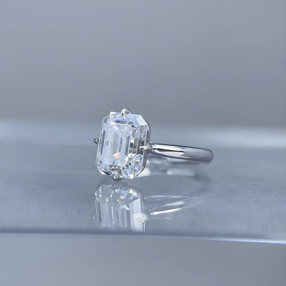 MUSHAN Luxury Jewelry 925 Sterling Silver Ring Band Women GRA Certificated Moissanite Diamond Emerald D Color Rings Fine Jewelry