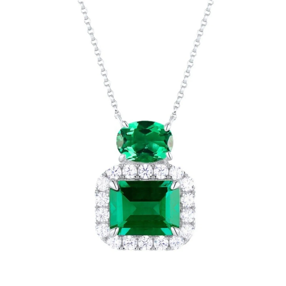 MUSHAN Luxury Jewelry 925 Sterling Silver Chain Pendant Necklace Lab Grown Emerald Ruby Gemstones Necklaces Pendants GRC Jewelry
