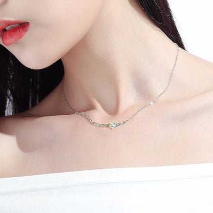 MuShan Jewelry 925 Sterling Silver Necklace Pendant Chain HCD Diamonds Valentine Gift Best Friend Gift Women Necklaces Jewelry