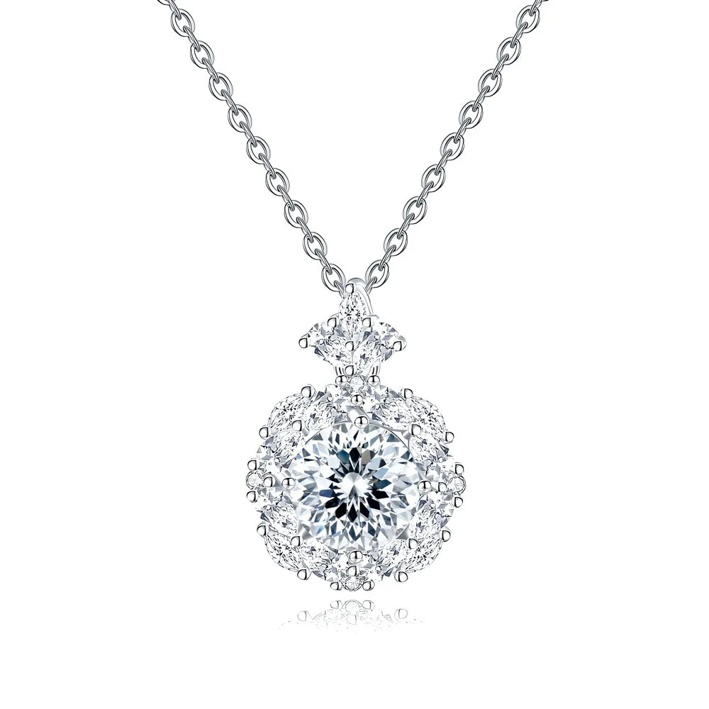 MuShan Jewelry 925 Sterling Silver Necklace Pendant Chain HCD Gemstones Glamorous Style Luxury Jewelry Women Necklaces Jewelry