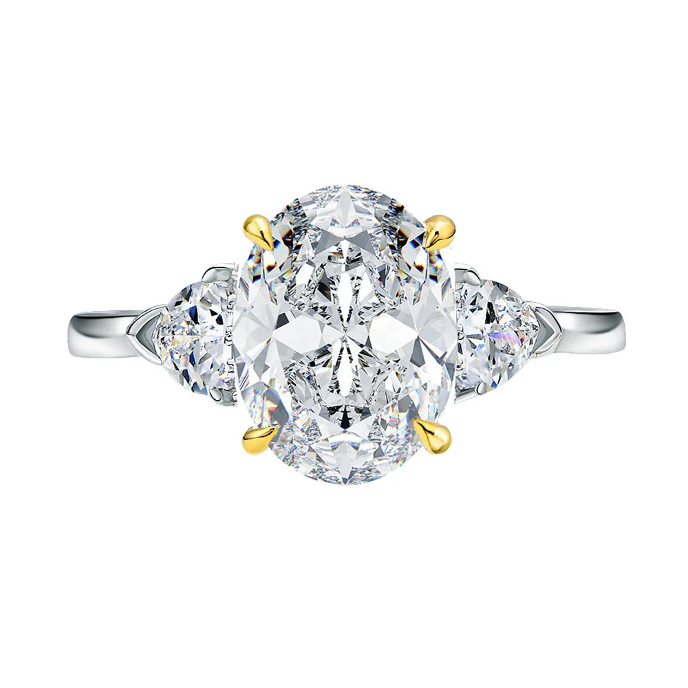 MUSHAN Luxury Jewelry 3ct Pigeon Egg Moissanite Diamond Rings 925 Sterling Silver Wedding Ring Bands For Women Fine Jewelry