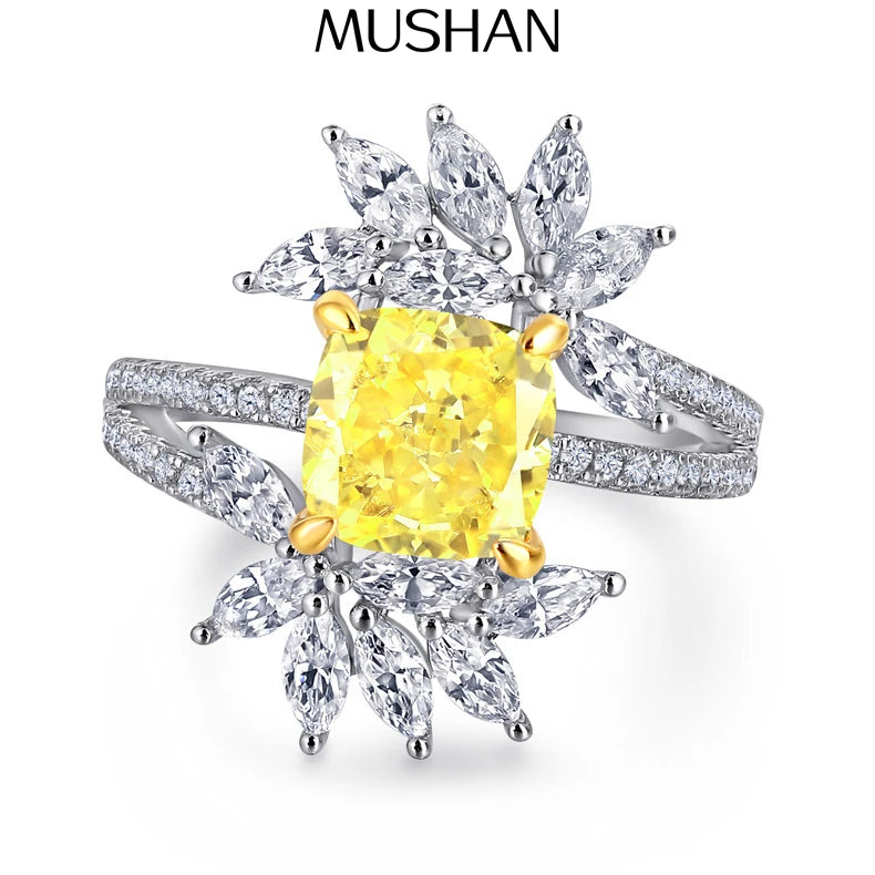 Bague de mariage MuShan Jewelry en argent sterling 925, diamant à haute teneur en carbone, style moderne, cadeau pour petite amie, bague pour femme, joaillerie fine