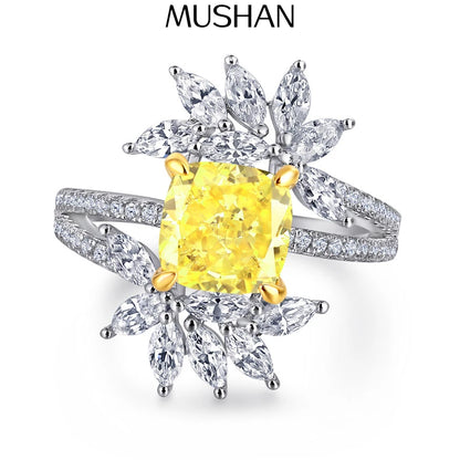 Bague de mariage MuShan Jewelry en argent sterling 925, diamant à haute teneur en carbone, style moderne, cadeau pour petite amie, bague pour femme, joaillerie fine