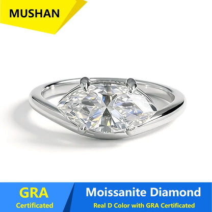 Anillo de lujo MUSHAN de plata de ley 925 para mujer, con diamante de moissanita certificado por GRA, color esmeralda D, joyería fina