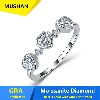 Anillo de joyería de lujo MUSHAN de plata de ley 925 para mujer, anillo de diamantes de moissanita con certificado GRA, esmeralda, color D, joyería fina