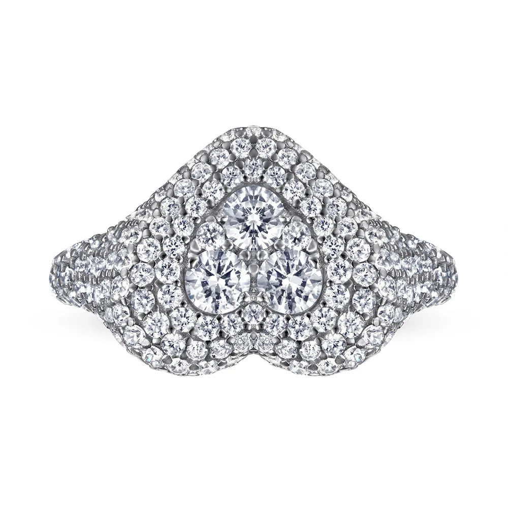 Anillo de plata de ley 925 MuShan Luxury Jewelry con circonita cúbica 5A en forma de pera, romántico, para prometida, joyería fina chapada en oro auténtico