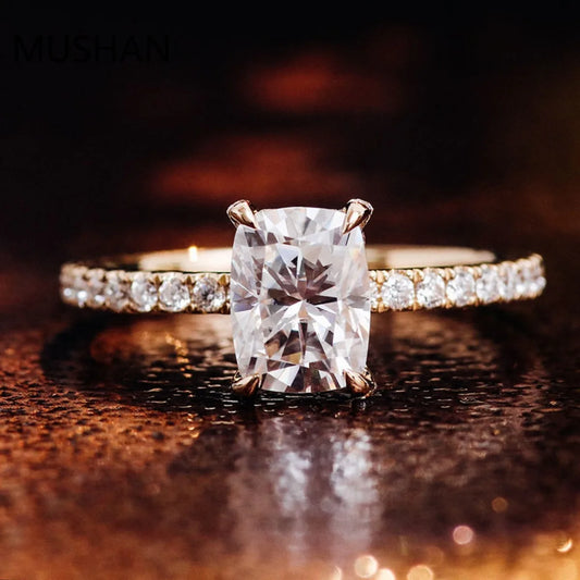 MUSHAN Luxury Custom Luxury 14K Gold 18K Gold Rings Band Jewelry D Color VVS Moissanite Diamond Wedding Bridal Ring For Women