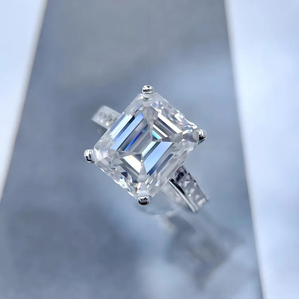 Bague MUSHAN Luxury Jewelry en argent sterling 925 pour femme, diamant moissanite émeraude certifié GRA, couleur D, joaillerie fine