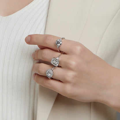 Anillo de compromiso de plata de ley 925 de MUHAN Luxury Jewelry, alianza de boda, anillo de diamantes de moissanita para mujer con certificado GRA, color D, joyería fina