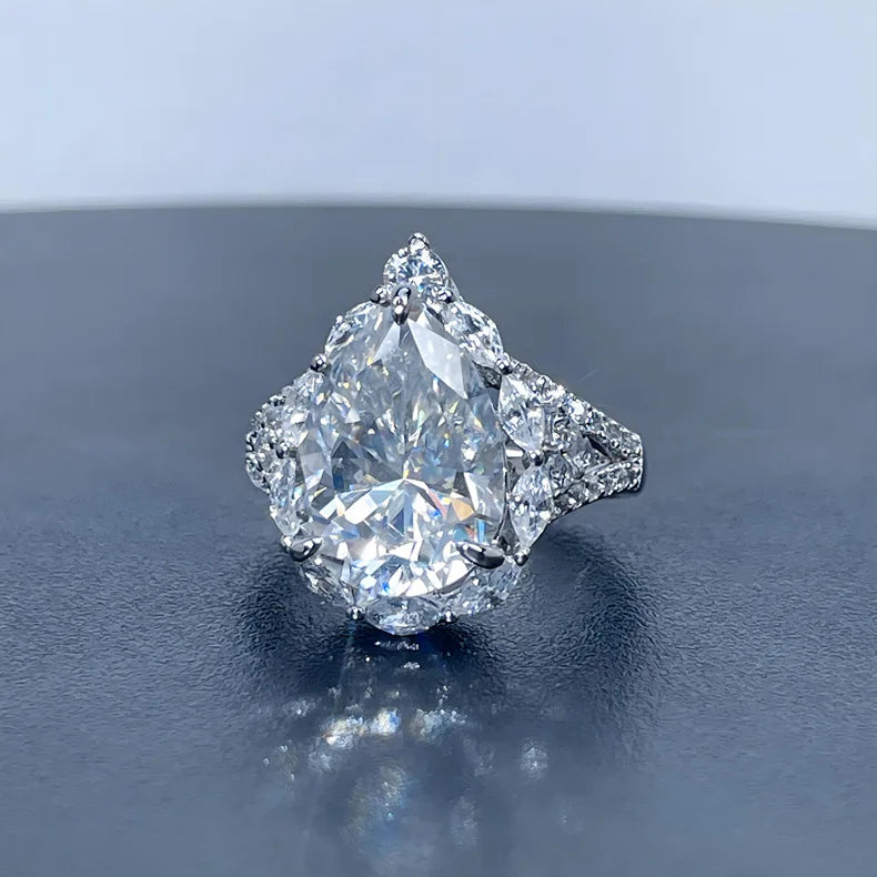 Anillo de plata de ley 925 marca MuShan, anillo formal de moissanita VVS para pareja, chapado en oro de 18K, joyería fina con patente MST