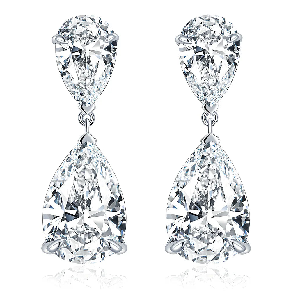 MuShan Brand Jewelry 12ct Moissanite Water Drop Earrings For Women 925 Sterling Silver 12Carat Moissanite Diamond Stud Earrings