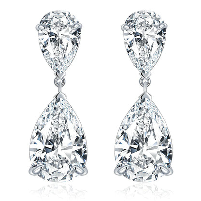 MuShan Brand Jewelry 12ct Moissanite Water Drop Earrings For Women 925 Sterling Silver 12Carat Moissanite Diamond Stud Earrings