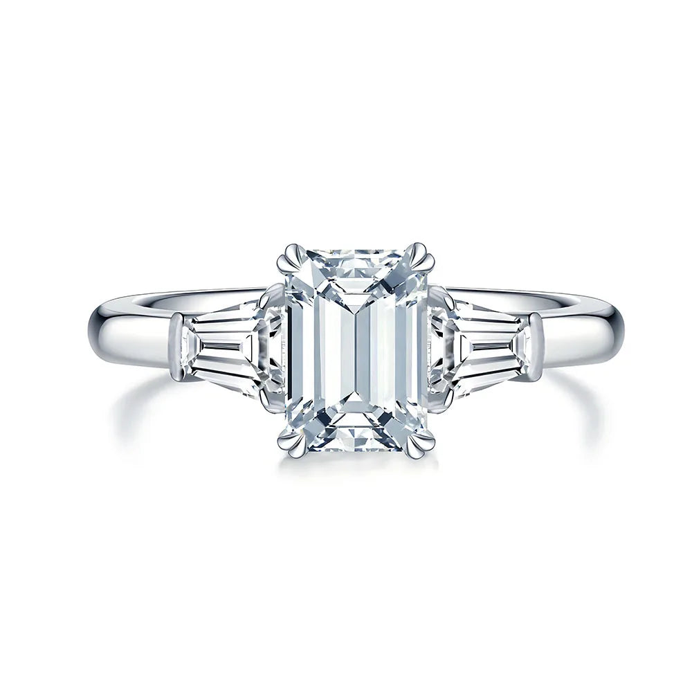 MuShan Designer Jewelry 925 Sterling Silver Ring High Carbon Diamond Gemstones Rings Band for Women Rhodium Plated  Fine Jewel