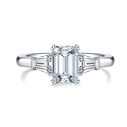 MuShan Designer Jewelry 925 Sterling Silver Ring High Carbon Diamond Gemstones Rings Band for Women Rhodium Plated  Fine Jewel