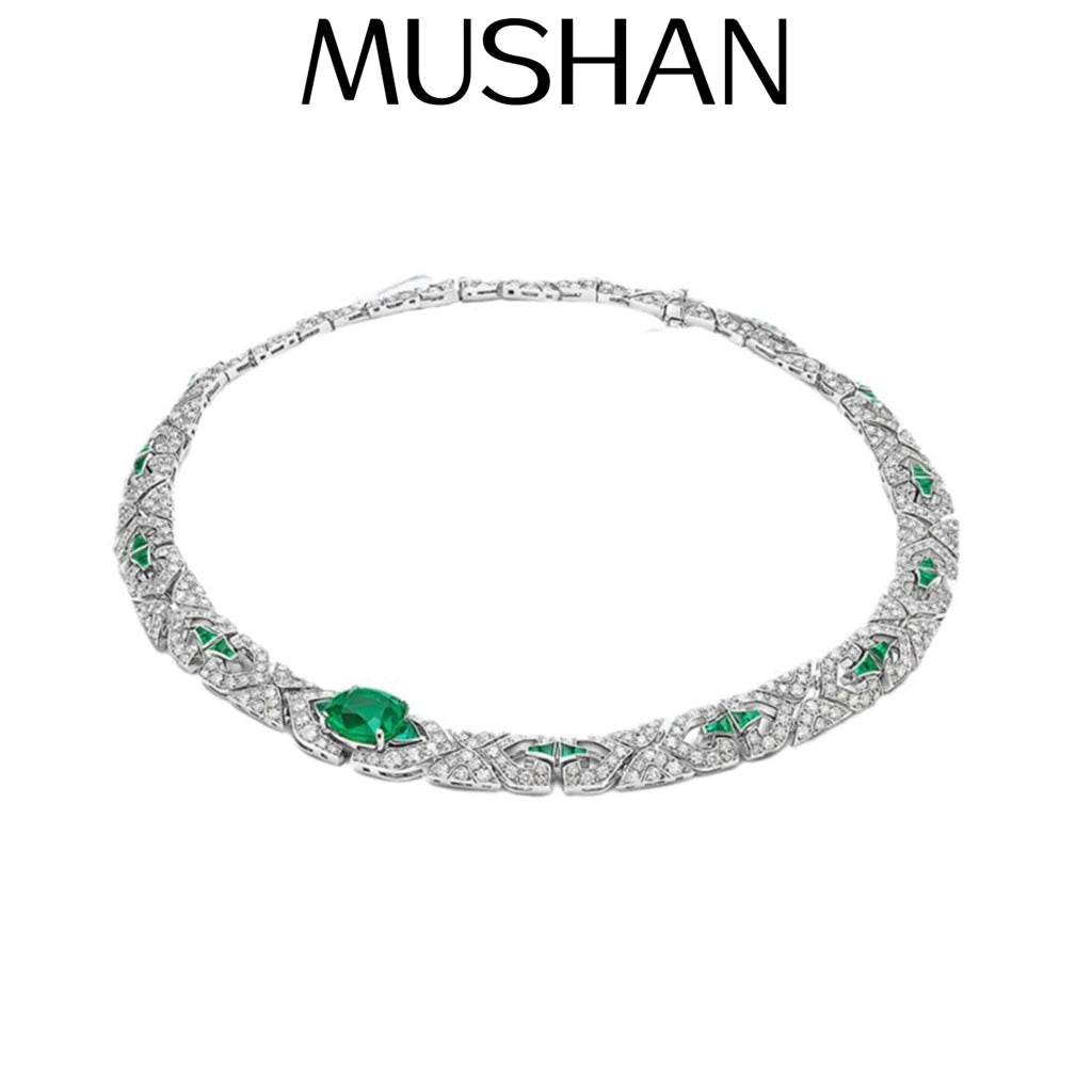 MuShan Jewelry 925 Sterling Silver Necklace Designer HCD Gemstones 5A CZ Gemstones Love 925 Sterling Silver Necklace Accessories