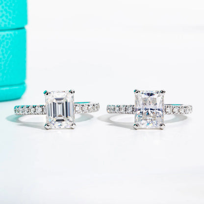 Bague en argent sterling 925 de la marque MuShan, bague brillante en moissanite VVS pour amie, plaquée or 18 carats, bagues fines brevetées MST