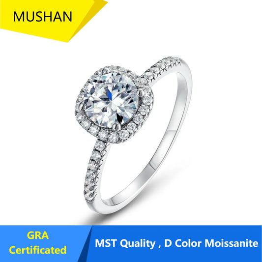 MUHAN Luxury Jewelry  925 Sterling Silver Ring Wedding Band  Women GRA Certificate Moissanite Diamond Rings D Color Fine Jewelry