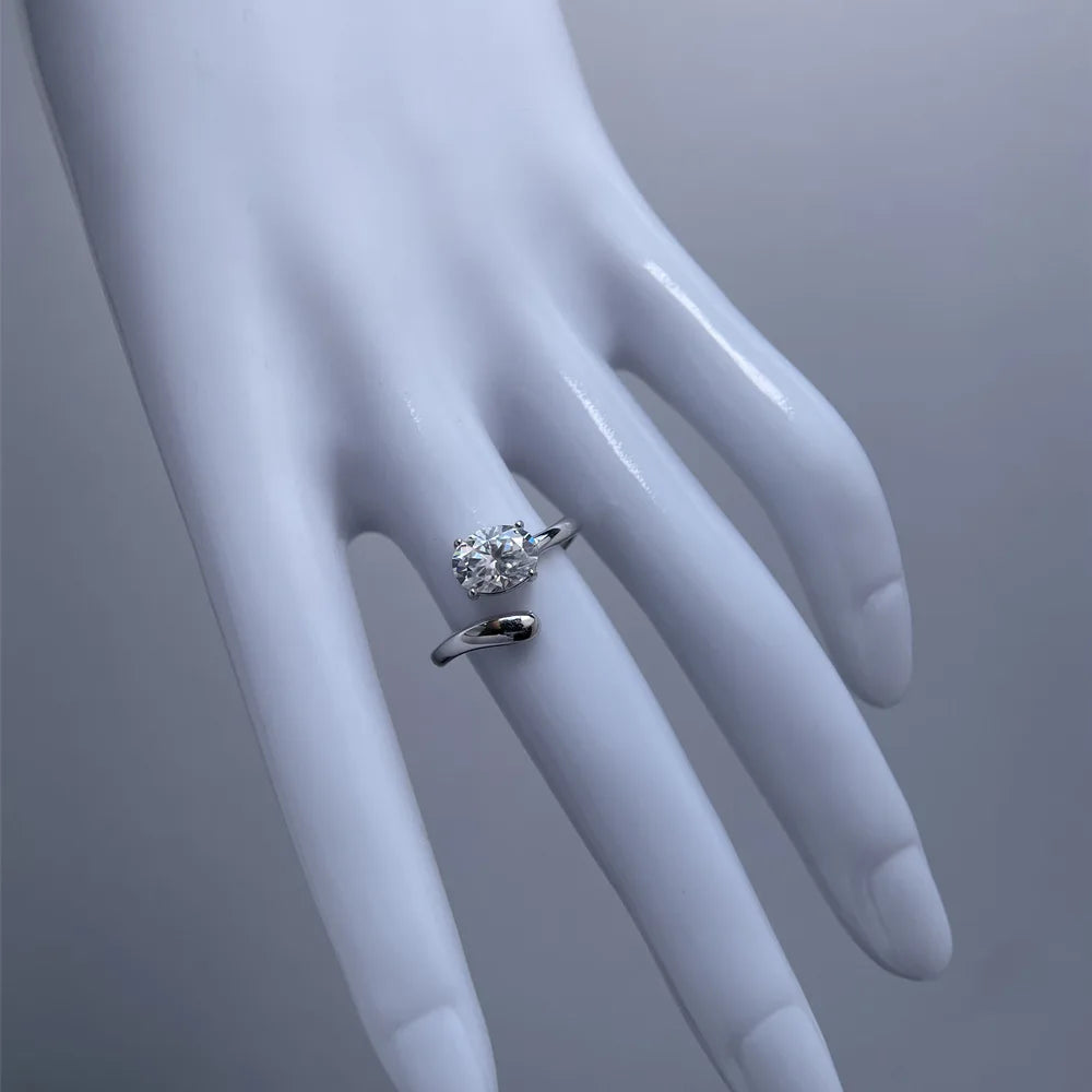 MuShan Luxury Jewelry 925 Sterling Silver Ring VVS Moissanite Stylish Ring for Bride 18K Real Gold Plated MST Patent Rings