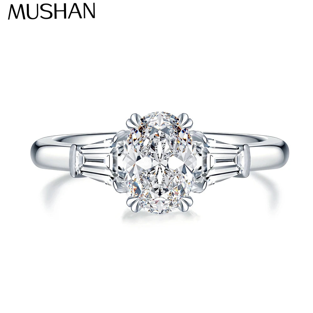 Bague pour femme MuShan en argent sterling 925 avec moissanite VVS, bijou tendance plaqué or 18 carats, bague fine brevetée MST