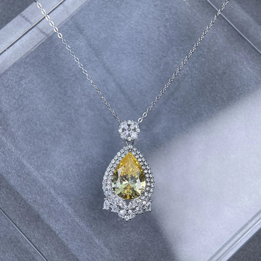 MuShan Jewelry 925 Sterling Silver Necklace Pendant Chain HCD Diamonds Valentine Gift Minimalist Style Women Necklaces Jewelry