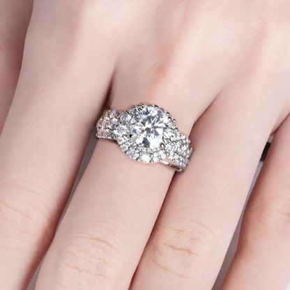 MuShan Designer Jewelry 925 Sterling Silver Ring Brilliant Moissanite Present Ring Ladies 18K Gold Plated MST Patent Fine Rings
