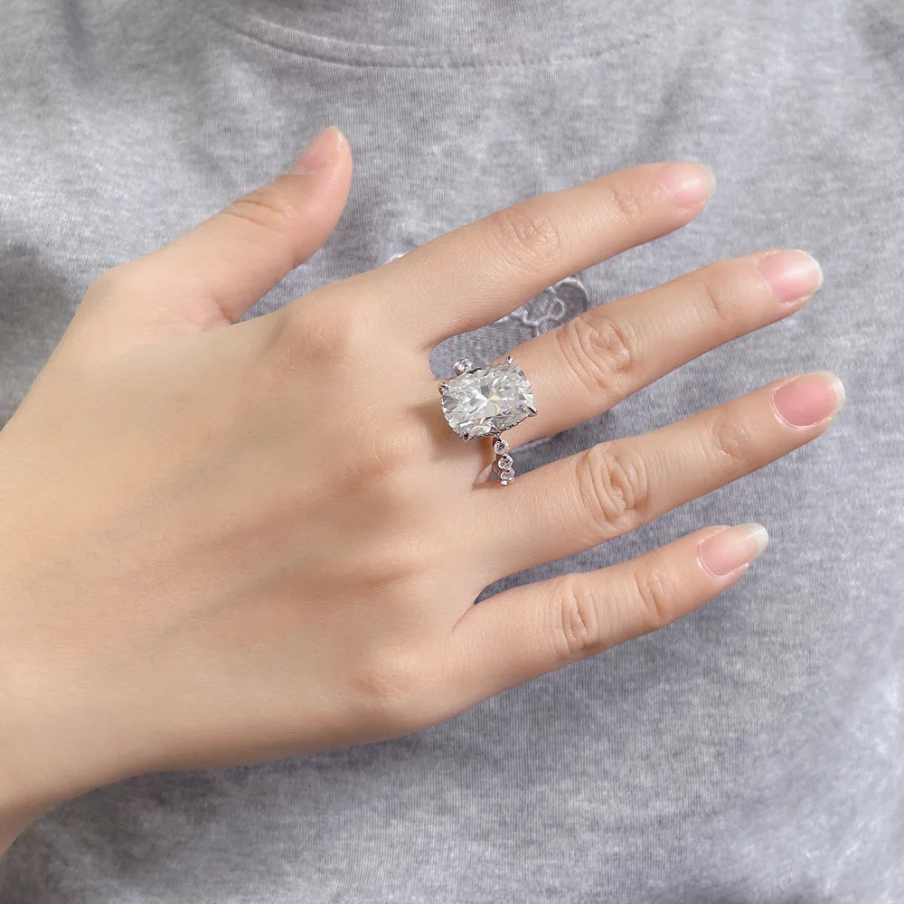Anillo de plata de ley 925 de MuShan Luxury Jewelry con moissanita VVS, encantador anillo para pareja, chapado en oro de 18 quilates, anillos con patente MST y certificado GRA