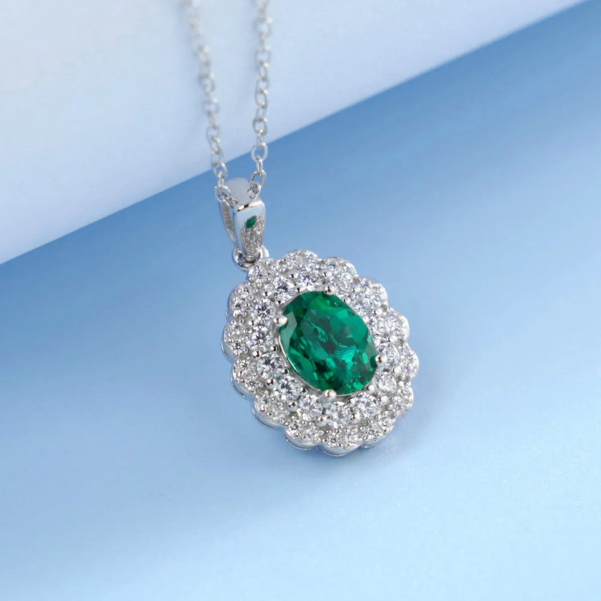 MUSHAN Luxury Jewelry 925 Sterling Silver Chain Pendant Necklace Lab Grown Emerald Ruby Gemstones Necklaces Pendants GRC Jewelry