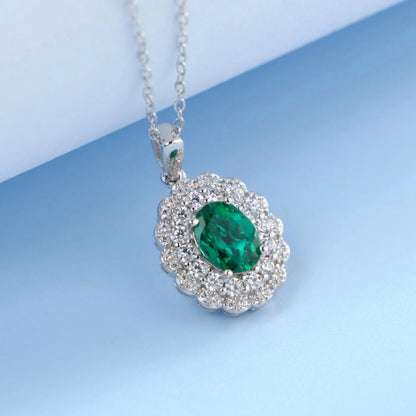 MUSHAN Luxury Jewelry 925 Sterling Silver Chain Pendant Necklace Lab Grown Emerald Ruby Gemstones Necklaces Pendants GRC Jewelry