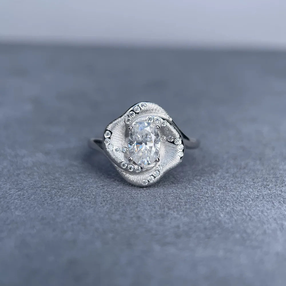 MuShan Designer Jewelry 925 Sterling Silver Ring D Color Moissanite Promise Ring for Women 18K Real Gold Plated MST Patent Rings
