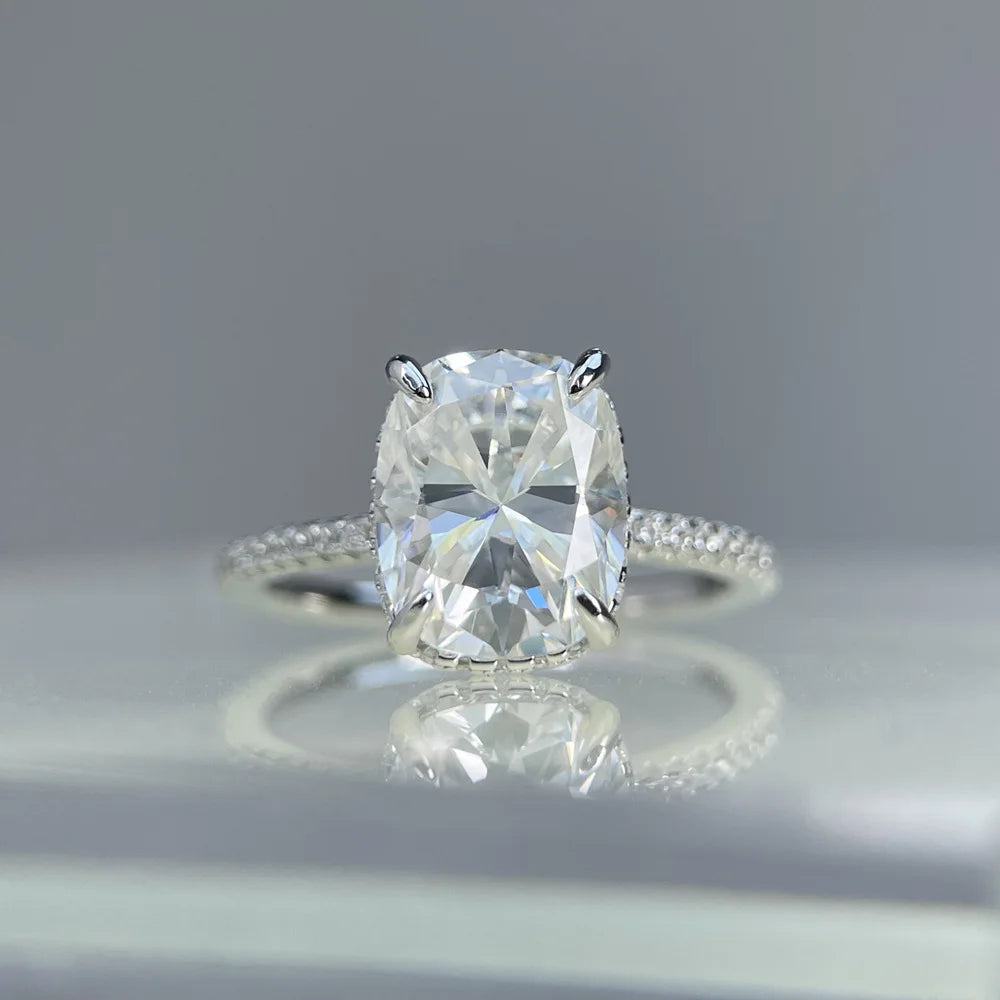 Anillo de boda de plata de ley 925 marca MuShan con diamante de moissanita, color D, VVS1, joyería fina con patente MST para mujer