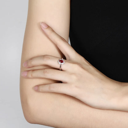 MUSHAN Bague personnalisée en argent sterling 925, bague classique ovale avec émeraude rouge de laboratoire pour femme, plaqué or 18 carats, bague d'anniversaire