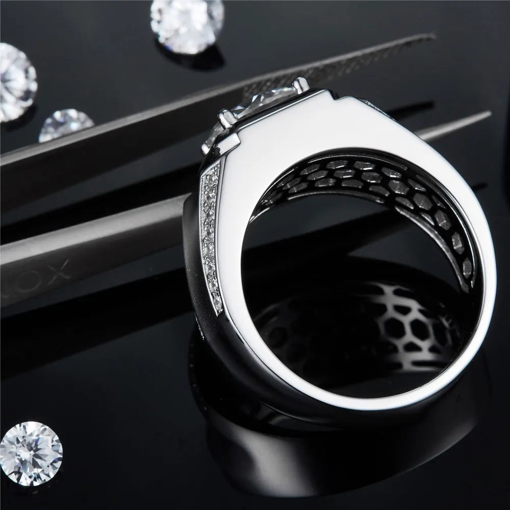 MuShan Designer Jewelry 925 Sterling Silver Ring VVS Moissanite Promise Ring for Partner 18K Gold Plated MST Patent Jewellery