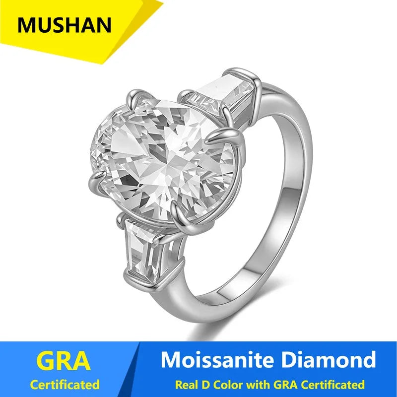 Bague MUSHAN Luxury Jewelry en argent sterling 925 pour femme, diamant moissanite émeraude certifié GRA, couleur D, joaillerie fine