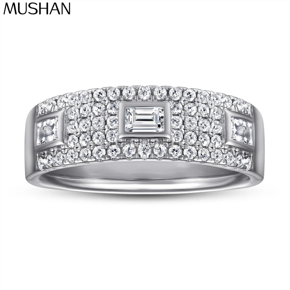 Bague de mariage MuShan Jewelry en argent sterling 925 avec diamant haute teneur en carbone, bijou chic pour femme, joaillerie fine