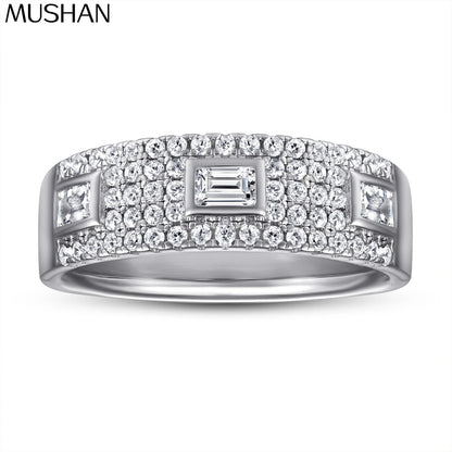 Bague de mariage MuShan Jewelry en argent sterling 925 avec diamant haute teneur en carbone, bijou chic pour femme, joaillerie fine