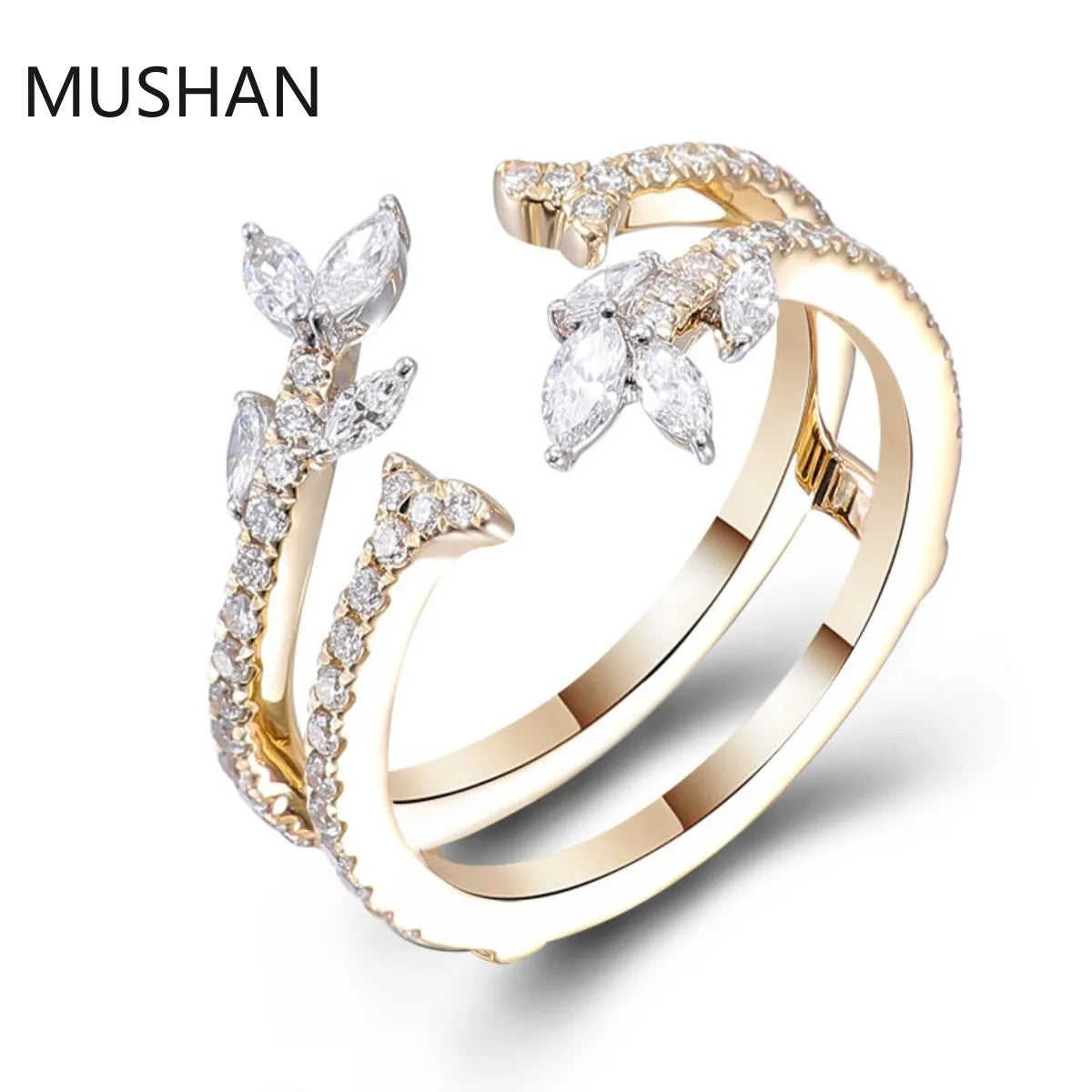 MUSHAN Luxury Custom 14K 18K Gold Rings Band Jewelry With Moissanite Diamond Lab Grown Gemstones Diamond Wedding Ring For Women