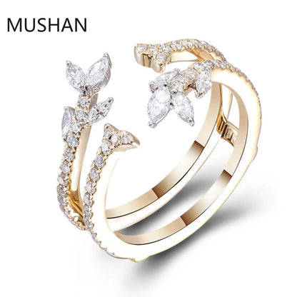 MUSHAN Luxury Custom 14K 18K Gold Rings Band Jewelry With Moissanite Diamond Lab Grown Gemstones Diamond Wedding Ring For Women