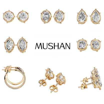 MuShan Brand Jewelry 925 Sterling Silver Stud Earrings 2ct Moissanite Diamond Dangle Earrings for Women MST Patent Fine Jewelry