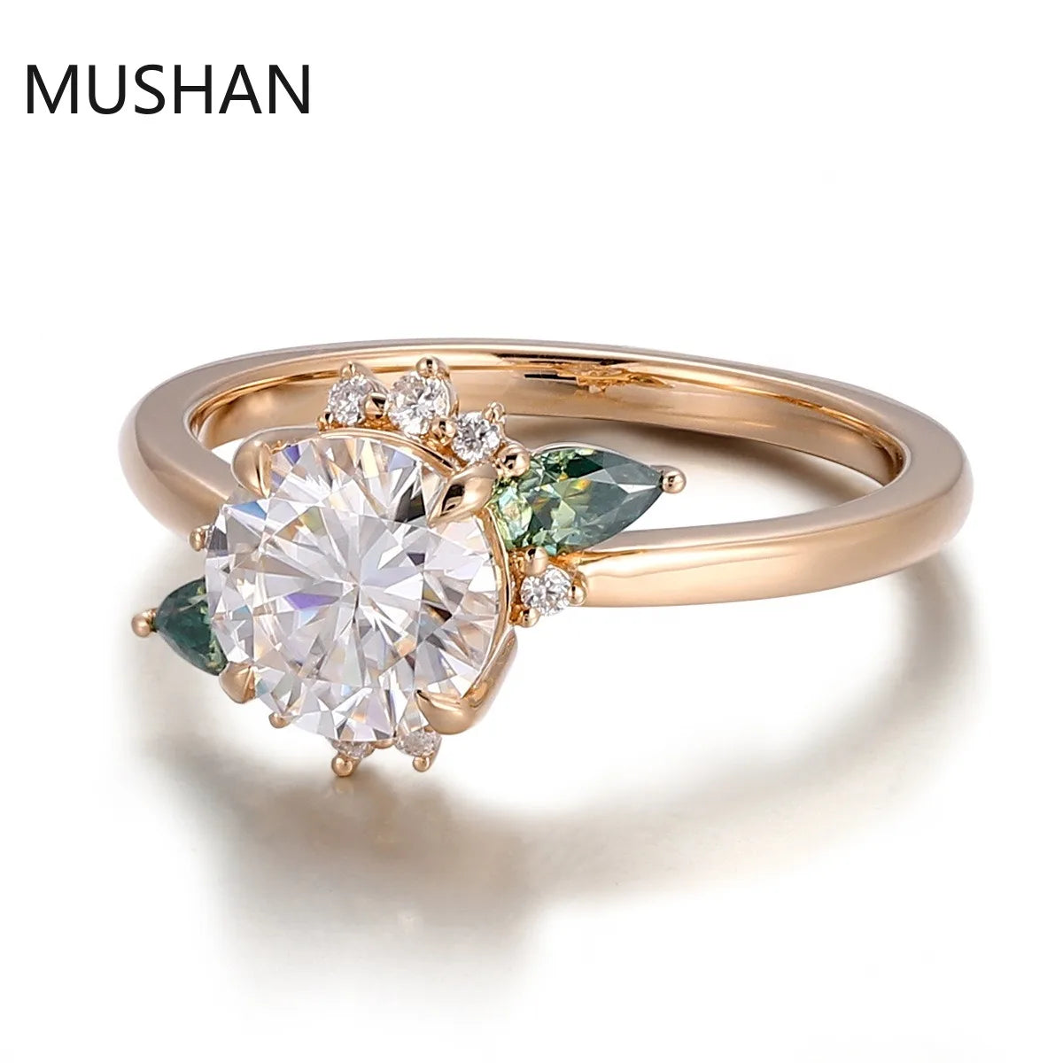 MUSHAN Luxury Custom 14K 18K Gold Rings Band Jewelry With Moissanite Diamond Lab Grown Gemstones Diamond Wedding Ring For Women