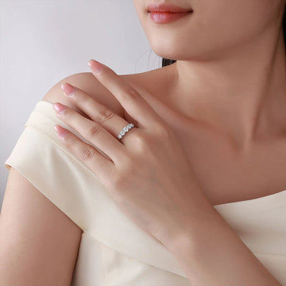 Anillo de lujo MUSHAN de plata de ley 925 para mujer, sortija con diamante de moissanita con certificado GRA, color D, esmeralda, joyería fina