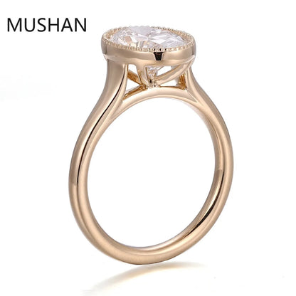MUSHAN Luxury Custom 14K 18K Gold Rings Band Jewelry With Moissanite Diamond Lab Grown Gemstones Diamond Wedding Ring For Women