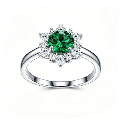 MUSHAN Custom Jewelry 925 Sterling Silver Ring Band 1ct Lab Grown Gemstones Ruby Emerald Sapphire Sunflower Rings Jewelry
