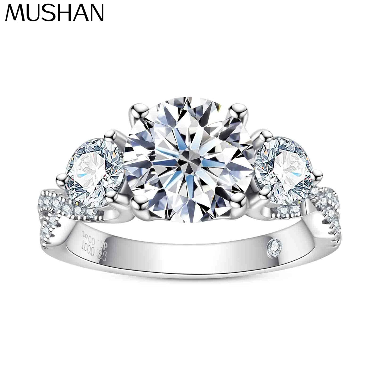 MuShan Designer Jewelry 925 Sterling Silver Ring VVS Moissanite Promise Ring for Daughter 18K Gold Plated MST Patent Fine Rings