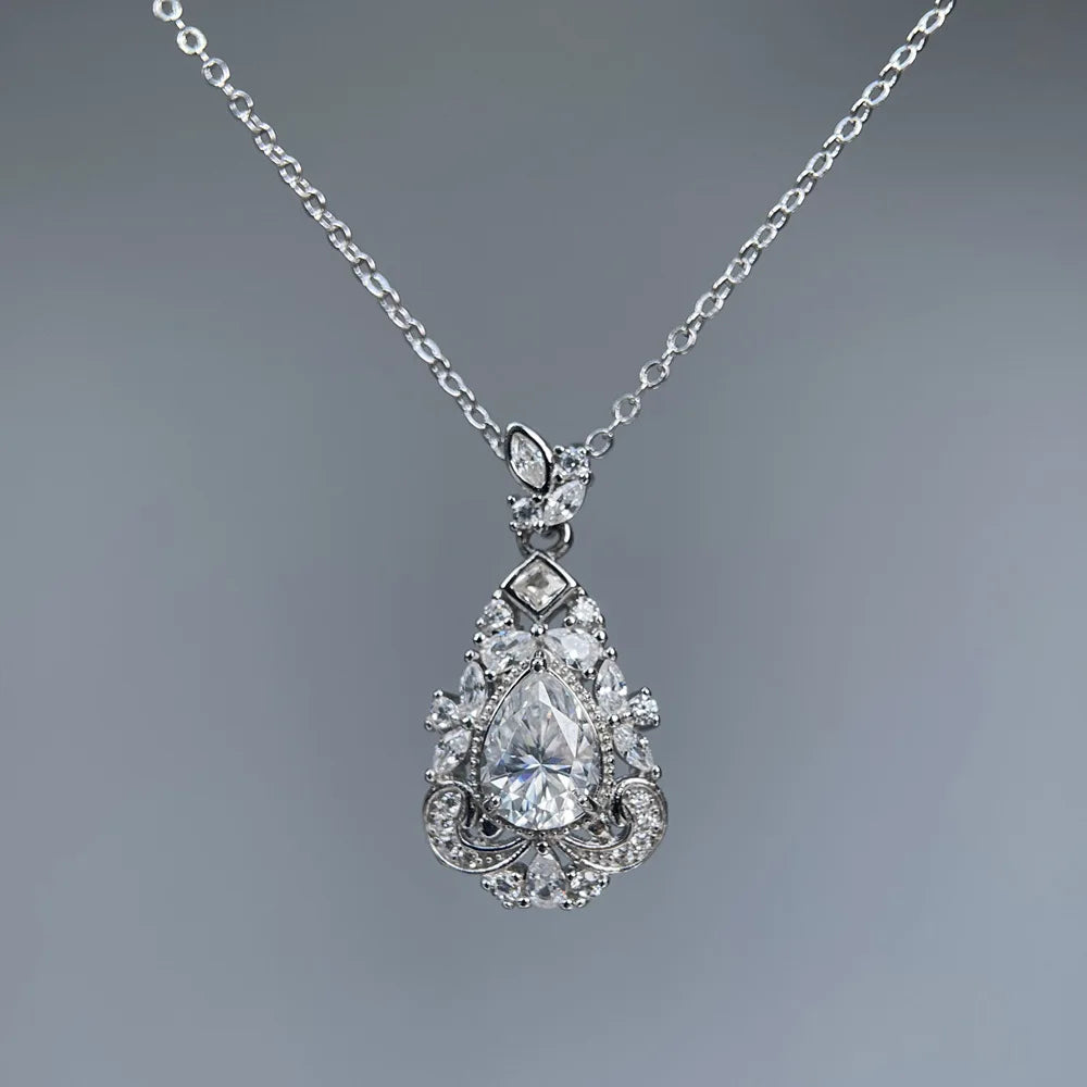 MuShan Luxury Jewelry 925 Sterling Silver Chain Necklace Brilliant Moissanite Bridal Girls Gold Vermeil MST Patent Fine Jewelry